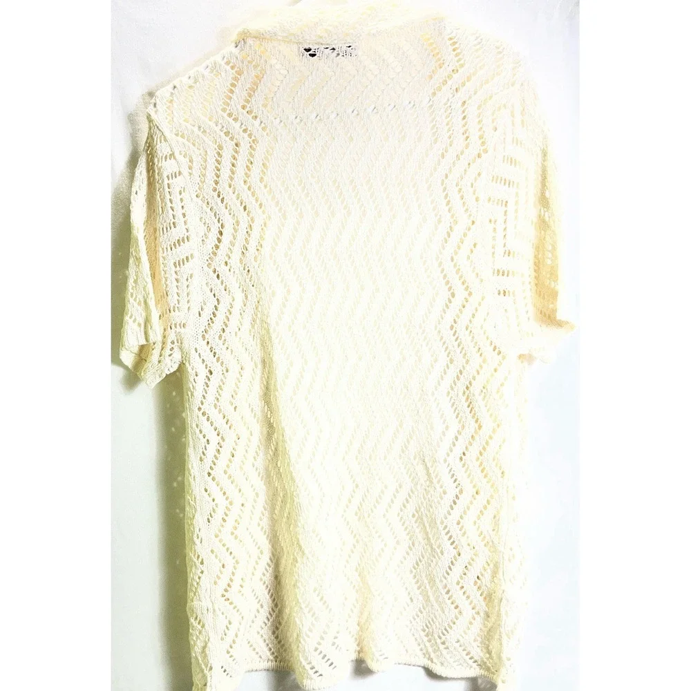 Boho Lightweight Crochet Jenny‎ Womens Cardigan Cotton Blend L Ivory